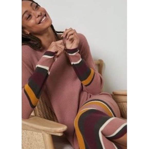 NWT Anthropologie Parvati Midi Column Sweater Dress Pink Long Sleeve Striped New - Picture 3 of 12